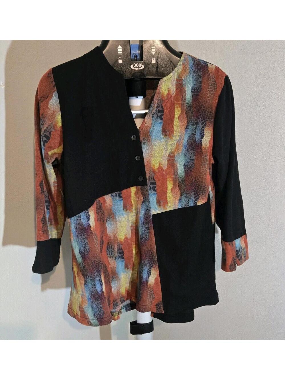 Parsley And Sage Top Womens S Patchwork Print Art To Wear Colorful Tunic